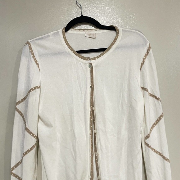 Valentino Roma size small S cardigan white beige bow long sleeve button up - Picture 2 of 7